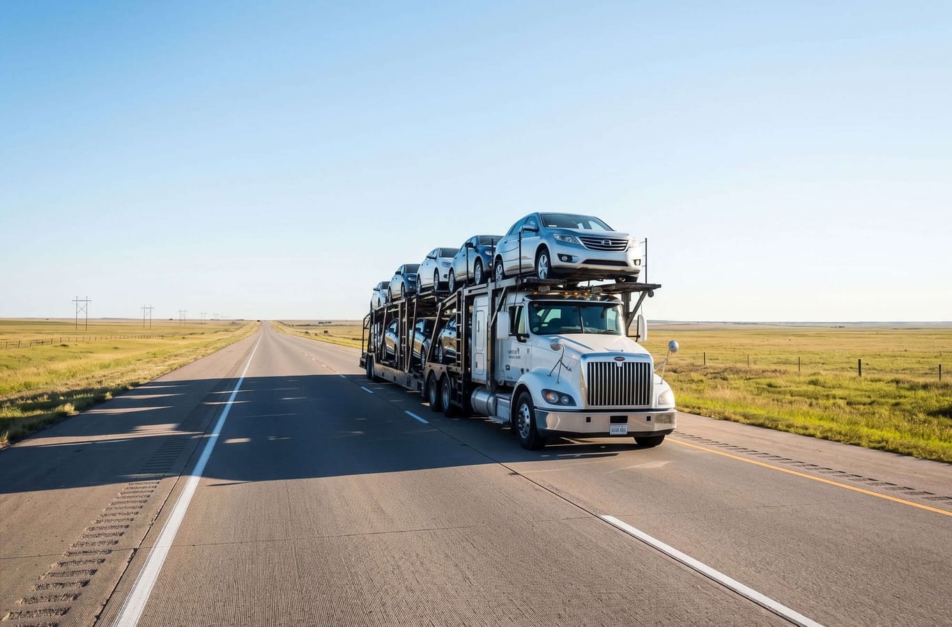 Dynamica car-hauler loaded with vehicles on the highway
